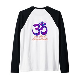 Om Shanti Mantra Colorful Boho Spiritual Energy Design Raglan Baseball Tee