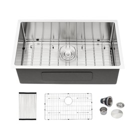 Dcolora 30 Inch Undermount Kitchen Sink 16 Gauge Stainless Steel Deep Single Bowl Under Counter, 30"x18"x10" Rounded Corner, DC-U7717