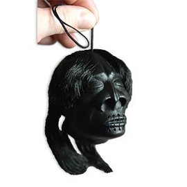 Generic Plastic Shrunken Head (Black) - 3"H x 1.5"W - Modern Horror Wedding Head Sculpture