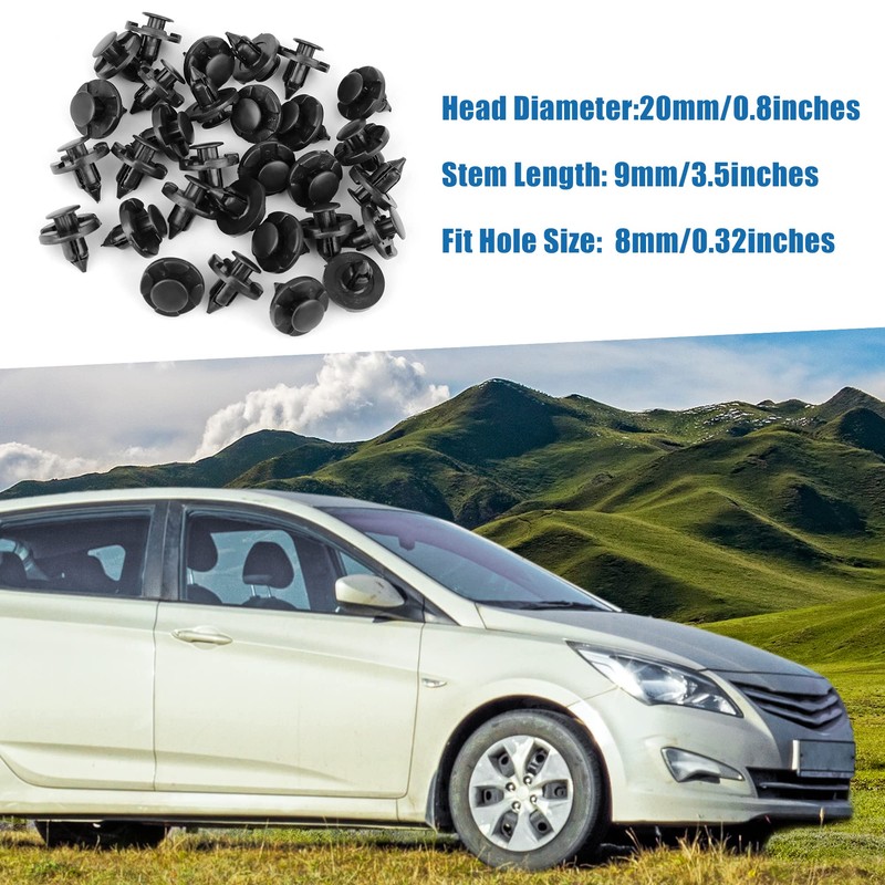 A ABSOPRO Car Rivet 8mm Hole Fastener Bumper Clip Plastic