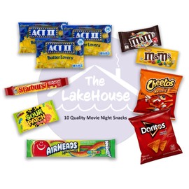 Movie Candy Popcorn Snacks Basket - Movie Night Supplies - Snack Box Care Package Gift Baskets - Binge Watching - Date Night - Family, Couples, Kids, Dates, Students, Birthday by The LakeHouse
