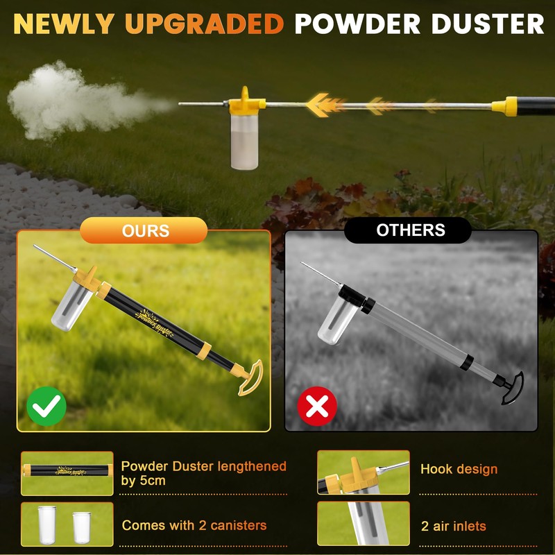 2 Pack Diatomaceous Earth Powder Duster with Adjustable Length 4FT,