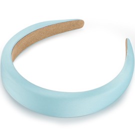 WantGor Padded Headband for Women, Wide Sponge HeadBands Plain Solid Hair Band Hoops Vintage Yoga Head Bands Fashion Elastic Hairband Accessories (Blue)