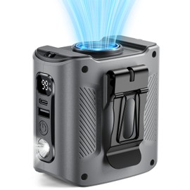 coldSky Portable Waist Fan, 10000mAh Rechargeabl with LED Display & 60H Runtime, 11000RPM Brushless Motor Shirt Fan, 5 Speeds for Outdoor Work, Camping, Farm, Jobsite (Gray)