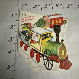 Vintage Uncle Christmas Card Greeting Card With Envelope Train Santa Presents