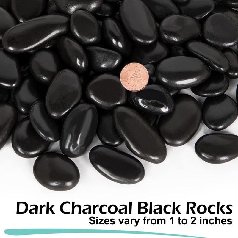 GASPRO 15lb Black River Rocks for Landscaping Outdoor, Polished Black