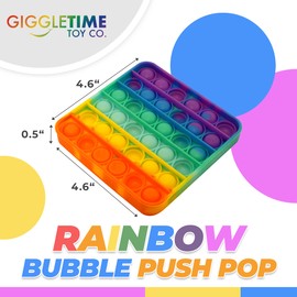 Giggle Time Bubble Push Poppers - Sensory Fidget Toys - Relieves Stress & Anxiety, Autism ADHD Fidget Toys for Kids and Adults - Silicone Sensory Pods - 4.6 x 4.6 Inches Rainbow Color