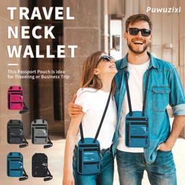 Puwuzixi Passport Holder for Travel, RFID Travel Pouch Neck Wallet, Waterproof Passport Wallet for Women and Men, Lake Blue