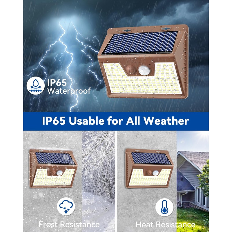 Peasur Brown Solar Lights Outdoor Motion Sensor 8 Pack, Ultra-Bright