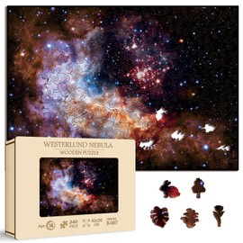 Wooden Space Puzzle 340 Pieces Adult, Solar System Galaxy Puzzle, Hubble-Westerlund 2 Planets Star Nebula Universe Picture Wooden Jigsaw Puzzle, 15.7 * 11.2 in