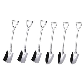 Dessert Spoon Set, 6-Piece 6-inch Spatula Stainless Steel Spoon with Ergonomic Handle, ice Cream Fruit Scoop for Home, Kitchen or Dining Room, Mini Tableware for Kitchen Dining Room