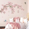 decalmile Cherry Blossom Tree Branch Wall Decals Pink Flower Birds