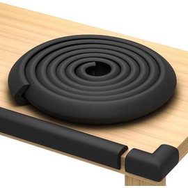 Komfortology - Protectores de Seguridad de Bordes Afilados y Muebles, cojín de Espuma Protectora de 16 pies, Juego de Espuma a Prueba de niños y Seguro para Mesa, Chimenea, encimera, Color Negro