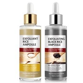Glow Rice Ampoule Duo - 2PCS Rice Exfoliator for Face & Body - Glow Ampoule Duo with Black & White Rice, Gentle Remove Dead Skin, Blackheads, Refine Pores and Provide Deep Hydration for All Skin Types