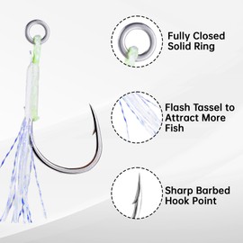 Goture Fishing Assist Hooks,Jigging Hooks Single Assist Hooks Kit, Jig Hooks Saltwater, Assist Fishing Hooks for Slow Pitch Jigs Fast Fall Jigs Vertical Jigging Lures