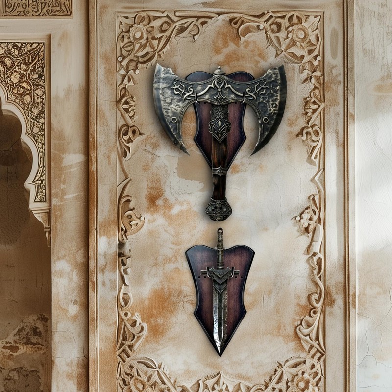 FLURSAILE Sword Plaque Wall Mount Vertical Display Holder Adjustable Stand