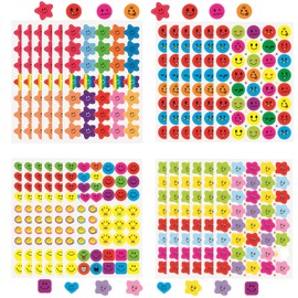 FineGood Reward Stickers, Large Capacity, 1690 Pieces, Nico Nico Stickers, Smile, Star, Heart, Large Capacity, Colorful, DIY, Handmade, Colorful, For Schoolchildren, Teacher Reward