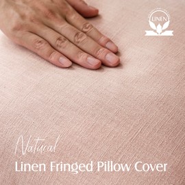 Foindtower Decorative Linen Fringe Throw Pillow Covers Cozy Boho Farmhouse Cushion Cover with Tassels Soft Accent Pillowcase for Chair Sofa Bed Living Room Home Decor, 16×16 Inch, 1PC,Light Pink