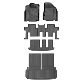 AOMSAZTO Floor Mats and Cargo Mat Compatible with 2013-2020 Nissan Pathfinder/2013 Infiniti JX35/2014-2020 Infiniti QX60, TPE All Weather Protection 1st 2nd and 3rd Row Full Floor Liners Set
