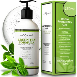 Facial Conductive Gel (8.45 oz) – Enriched with Korean Green Tea Extract, Aloe Leaf Water & Hyaluronic Acid. Perfect primer gel for microcurrent devices, RF, red light therapy, and face/body sculpting treatments.