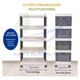 Estante Organizador Multiusos 4 Repisas Carrito Ruedas 360º
