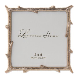 Lawrence Frames Metal Picture Frame, Natural Branch Design, Gold, 4x4