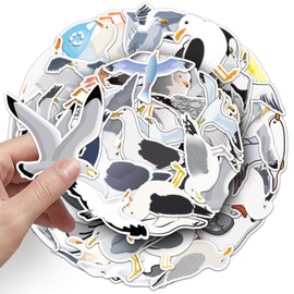 Pack of 50 Seagull Stickers for Motorcycle, Fridge, Laptop, Suitcase, Luggage, Bumper, Aesthetic Cute Animal Seagull Waterproof Stickers, Children Adults Gift, Bird Vinyl Graffiti Sticker