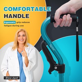 BigAlex Walking Cane, Adjustable Quad Cane with 4-Pronged Base for Elderly, Collapsible Walking Stick with Lift Handle, Canes with Foam Padding Grip for Men Women and Seniors