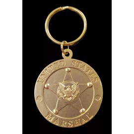 New USMS Marshals Service DOJ Dept. of Justice 1.5" Coin Key Chain Goldtone