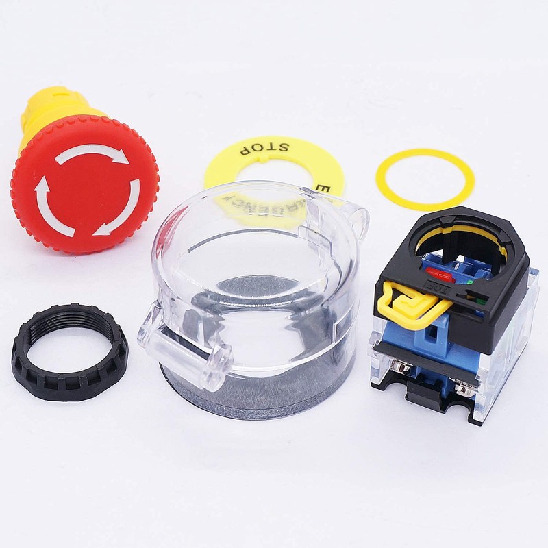 TWTADE / 22mm 1 NC 1 NO Red Mushroom Latching