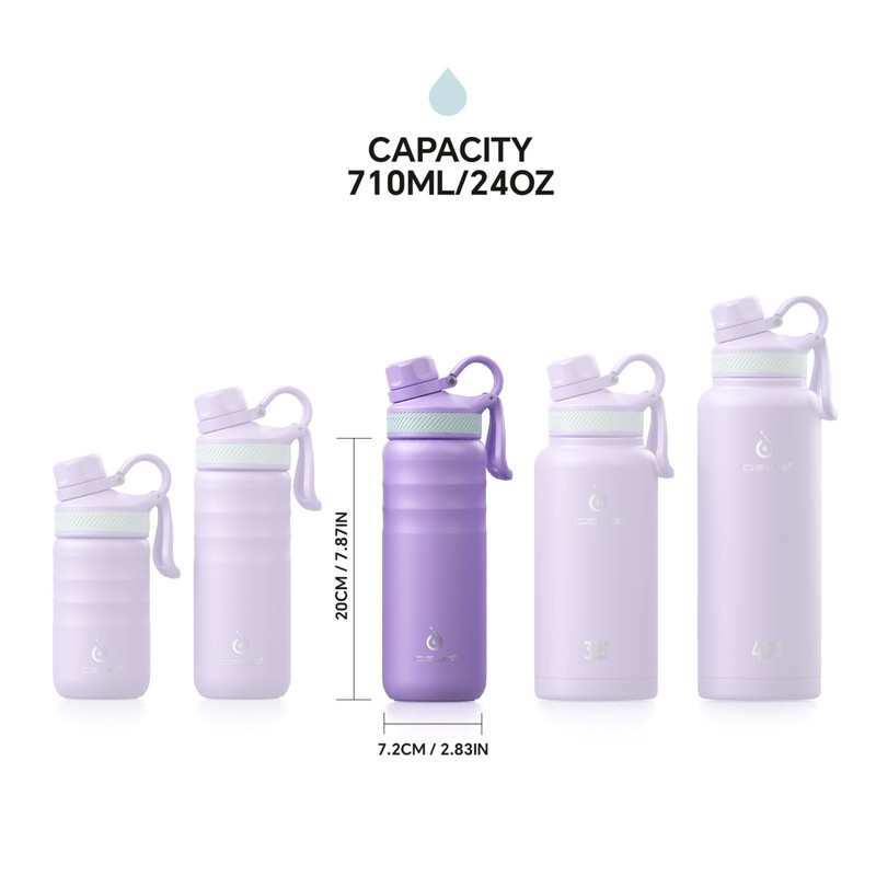 IDEUS Vacuum Insulated Water Bottle, Stainless Steel Double Wall Flask