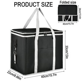 Freezer Cool Bag Foldable, 30L Cooler Bag,Large Thermal Food Delivery Bag,Insulated Picnic Lunch Bag,Cooling Bag for Camping BBQ Shopping Fishing Family Outdoor Activities