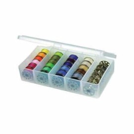 ArtBin 8155AB Sew-Lutions Bobbin Box, Sewing Bobbin Organizer, [1] Plastic Storage Case, Clear