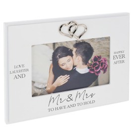 Shudehill Giftware Heartfelt Words Mr & Mrs or Engagement 6x4 White Photo Frame - Sentimental Gift Idea for Wedding, Valentines, Couple (Mr & Mrs)