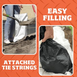 DURASACK Pro Max Heavy Duty Sand Bags for Flooding with 4,000 Hours UV Protection Sandbags for Weight, 100 lbs Capacity, 14x26 in, Black, 10 Count