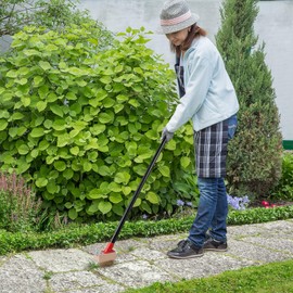 Mitclear Moss Remove Brush with Long Handle(53IN), Deck Crevice Cleaning Tool, Weed Remover with Wire Brush & Metal Blade, Crack Moss Remover for Pavement Driveway Patio Sidewalk Paver(3 Brush Heads)