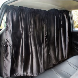 Ovege Car Divider Curtains Sun Shade-Privacy Travel Nap Night Car Camping Detachable Simple Curtain (Black-Silky)