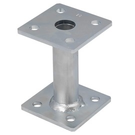 Heavy Duty Postfoot Silver Galvanised Post Base Support for Pergola Terrace Gazebo Connecting Wooden Posts with Concrete (80mm x 80mm x 150mm)
