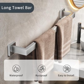 Stainless Steel Bathroom Accessories Set, 5 Piece - 23.6 Inch Towel Bar, Double Towel Bar, Towel Ring, Coat Hook, Toilet Paper Holder with Shelf (5, Silver, 15.7in)