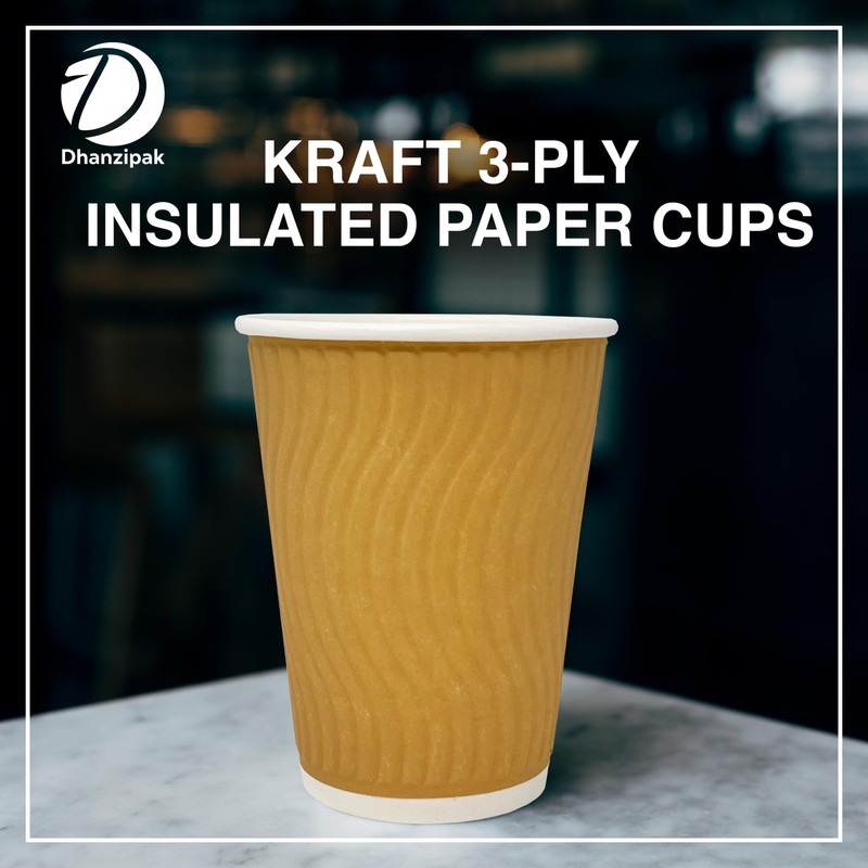 DHANZIPAK 100 x Premium Kraft 12 Ounce (12oz) Ripple 3