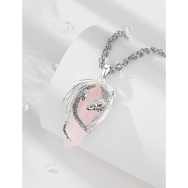 CELESTIA Dragon Necklace Men's with Turquoise Crystal Pendant Necklace Women Medieval Gothic Jewellery Gifts for Him Men Partner Father's Day, Copper, Quartz