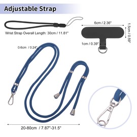CAPASTEC 1 Set Universelle Handykette, Handyband mit 2 universellen Patches, Handykette für Standard-Smartphone-Hülle, Blau