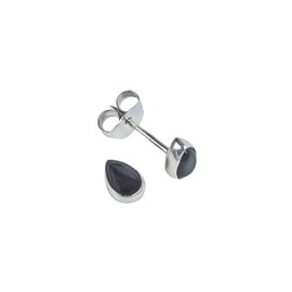 Stud Earrings 925 Silver Gemstone Earrings Real Silver Women's Sterling Silver Stud Gift (MOS-101), Sterling Silver, Onyx