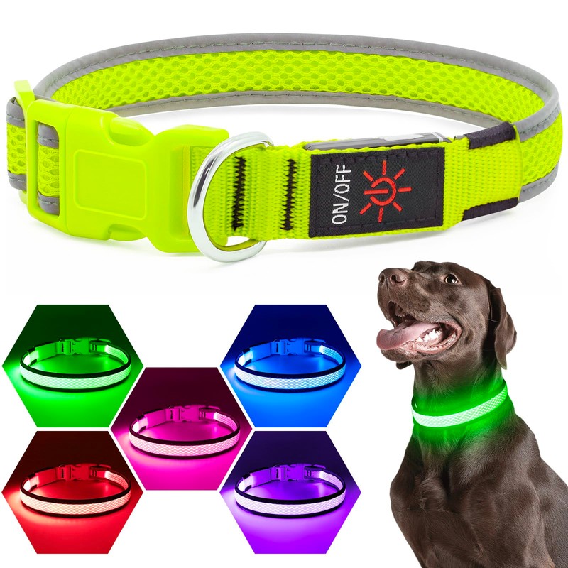 LED Dog Collar, Light Up Dog Collar USB Rechargeable, Brightest