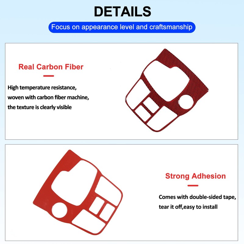 Daeiclru Real Carbon Fiber Car Interior Gear Shift Panel Trim