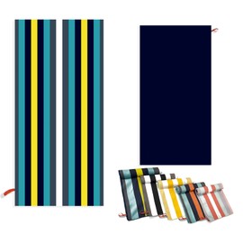 Bucephalus Beach Towels Sandproof, 30''x60'' Quick Drying Striped Beach Towel Oversized Absorbent Pool Towels for Adults Men Women with Carrying Bag, Dark Blue