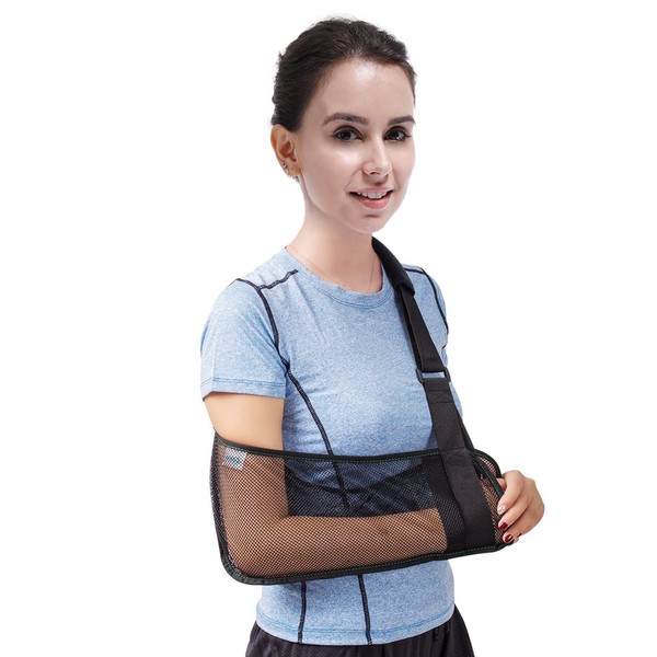 Arm Sling for Shoulder Injury Broken Arm Elbow Medical Grade Quality Mesh Arm Support Small for Men Women Injury Recovery Arm Immobilizer Unisex, 13"-16" Black