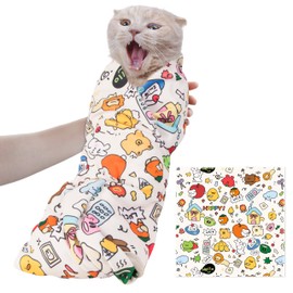 31.2" Self-Adherent Cat Wrap for Cutting Nails, Anti-Runaway Scratch Bitten Adjustable Cat Swaddle Wrap for Stress-Free Nail Trimming,Bathing,Cat Grooming Supplies