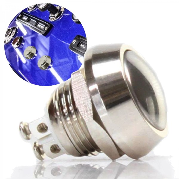 AutoLöc Power Accessories 12mm Domed Stainless Steel 12V Momentary Billet
