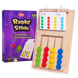 LiKee Rompecabezas Deslizante de Clasificación de Colores y Emparejamiento, Tablero de Actividades de Viaje en Avión y Auto para Niños Pequeños Sin Piezas que se Pierdan y Portátil, Juguetes